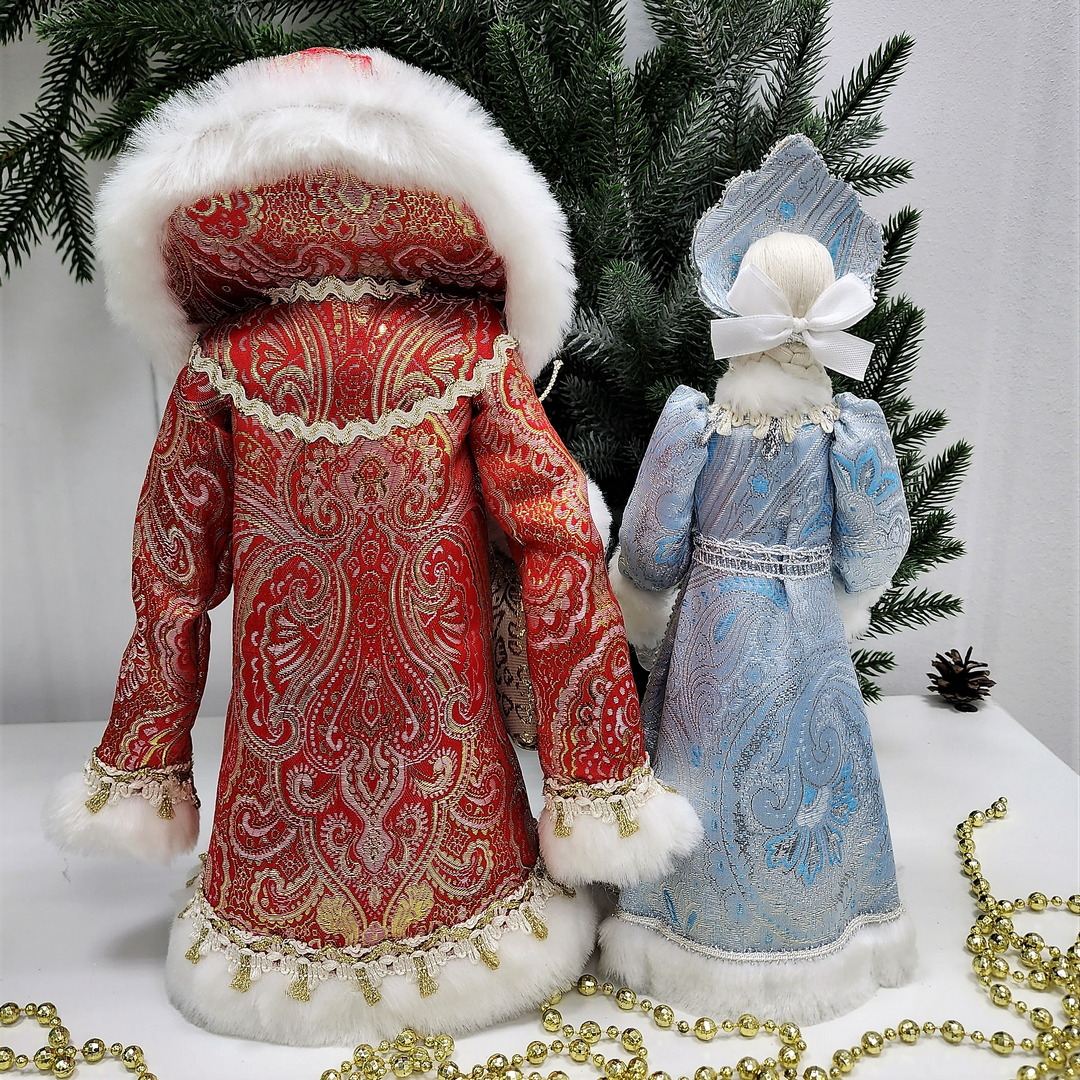 фото Набор Дед Мороз 33 см и Снегурочка 30 см из ткани №110