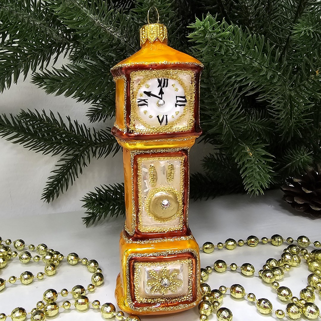 фото Стеклянная елочная игрушка Часы с кукушкой