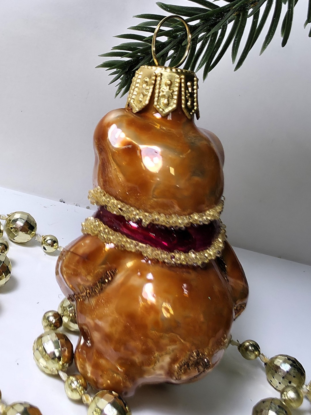 фото Стеклянная елочная игрушка Мишка мини