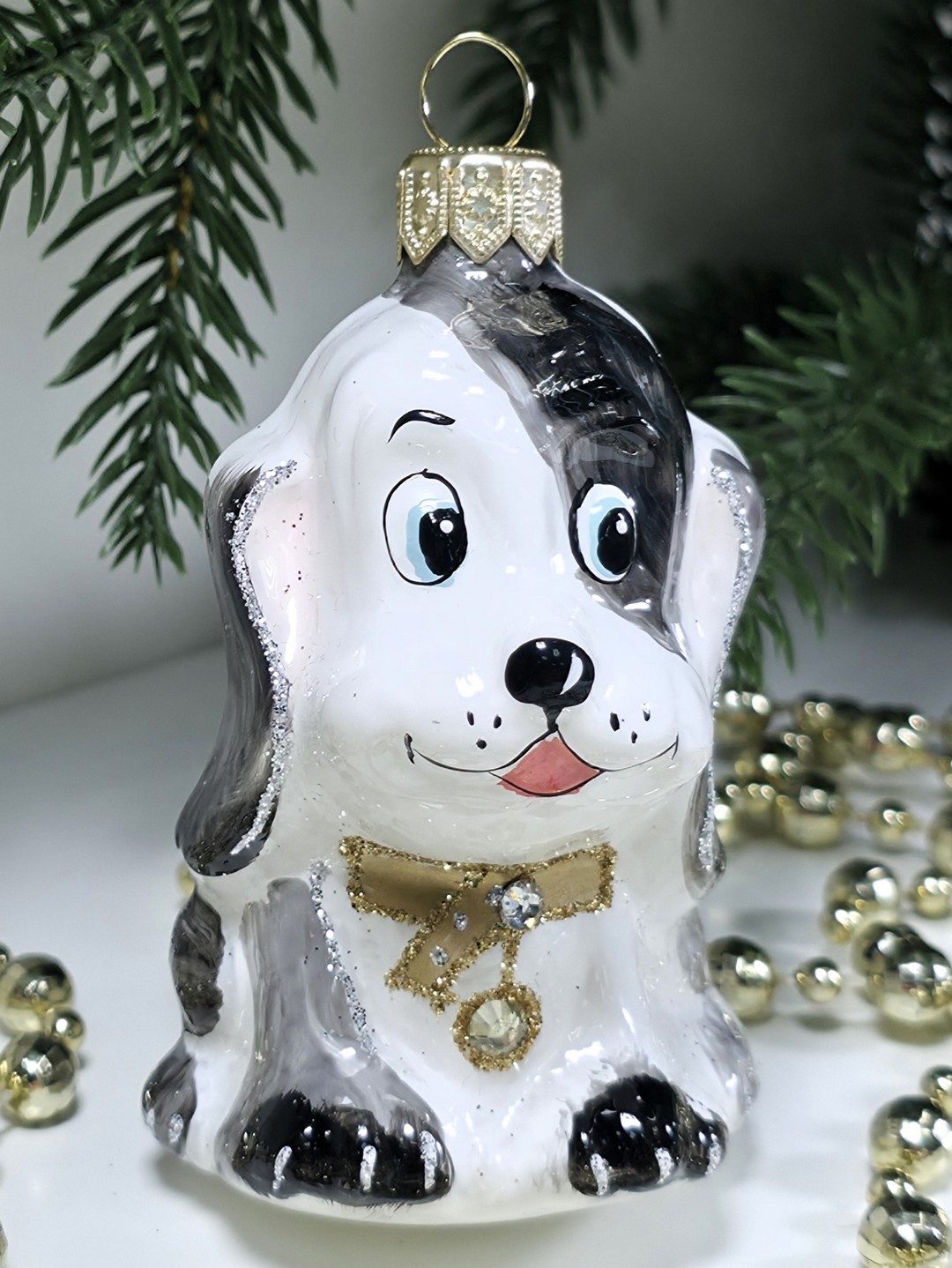 фото Стеклянная елочная игрушка Щенок