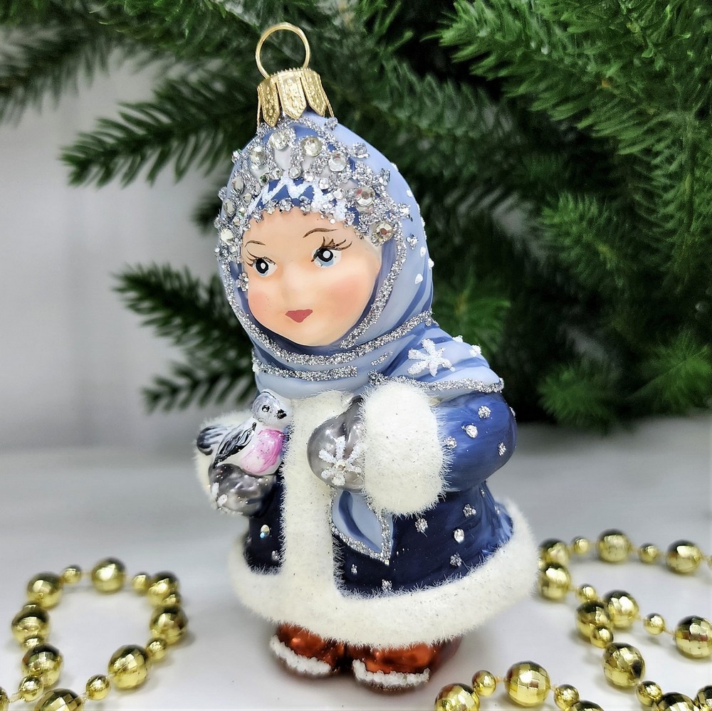 фото Стеклянная елочная игрушка Снегурочка