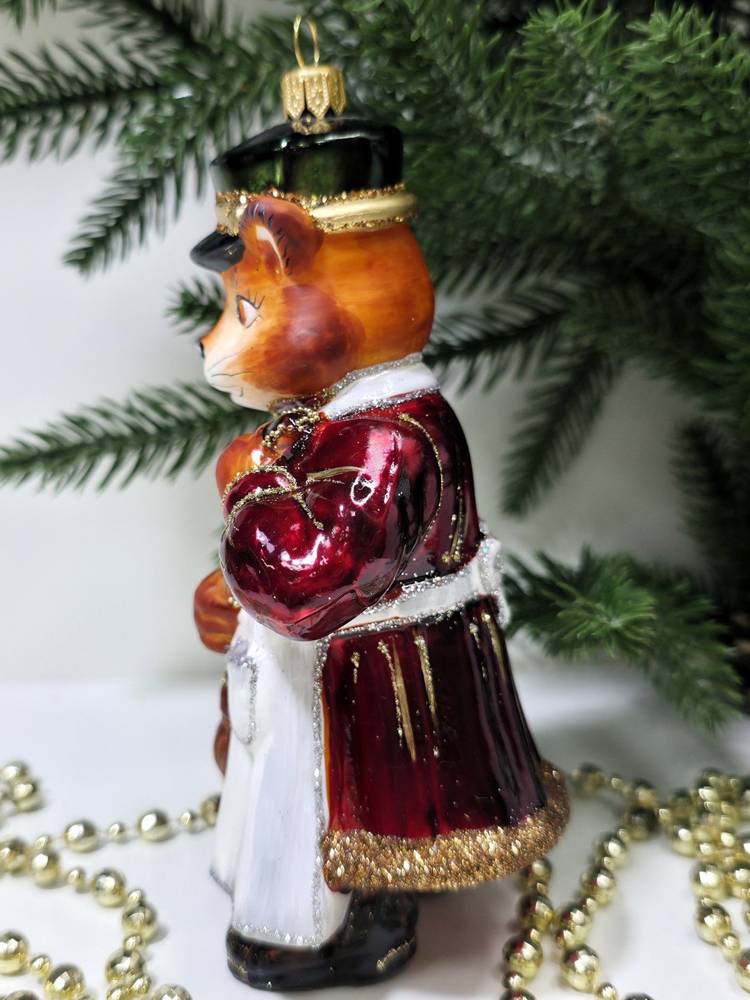 фото Стеклянная елочная игрушка Котофей дворник