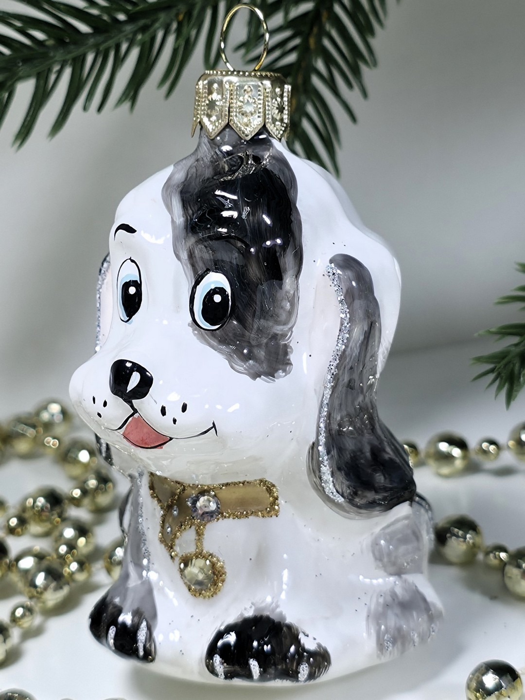 фото Стеклянная елочная игрушка Щенок