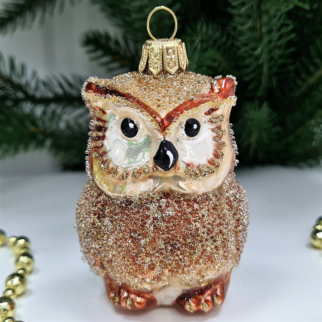 фото Стеклянная елочная игрушка Сова
