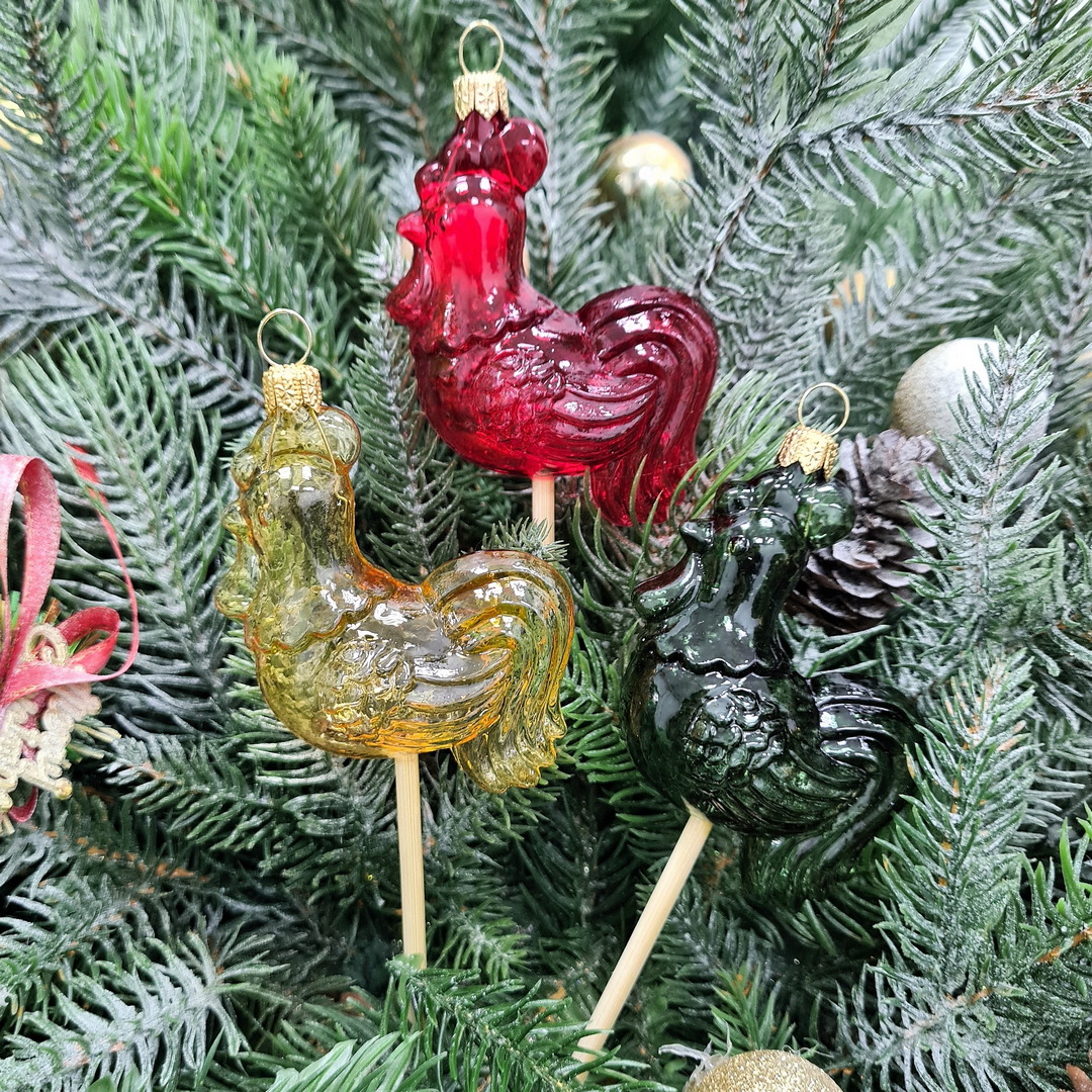 фото Набор ёлочных игрушек Петушки на палочке