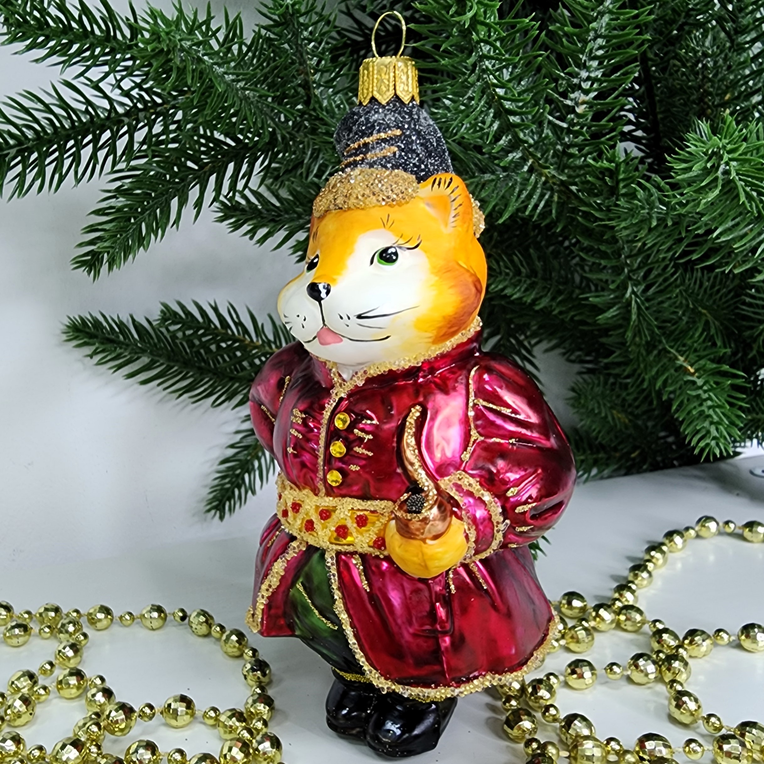 фото Стеклянная елочная игрушка Котофей