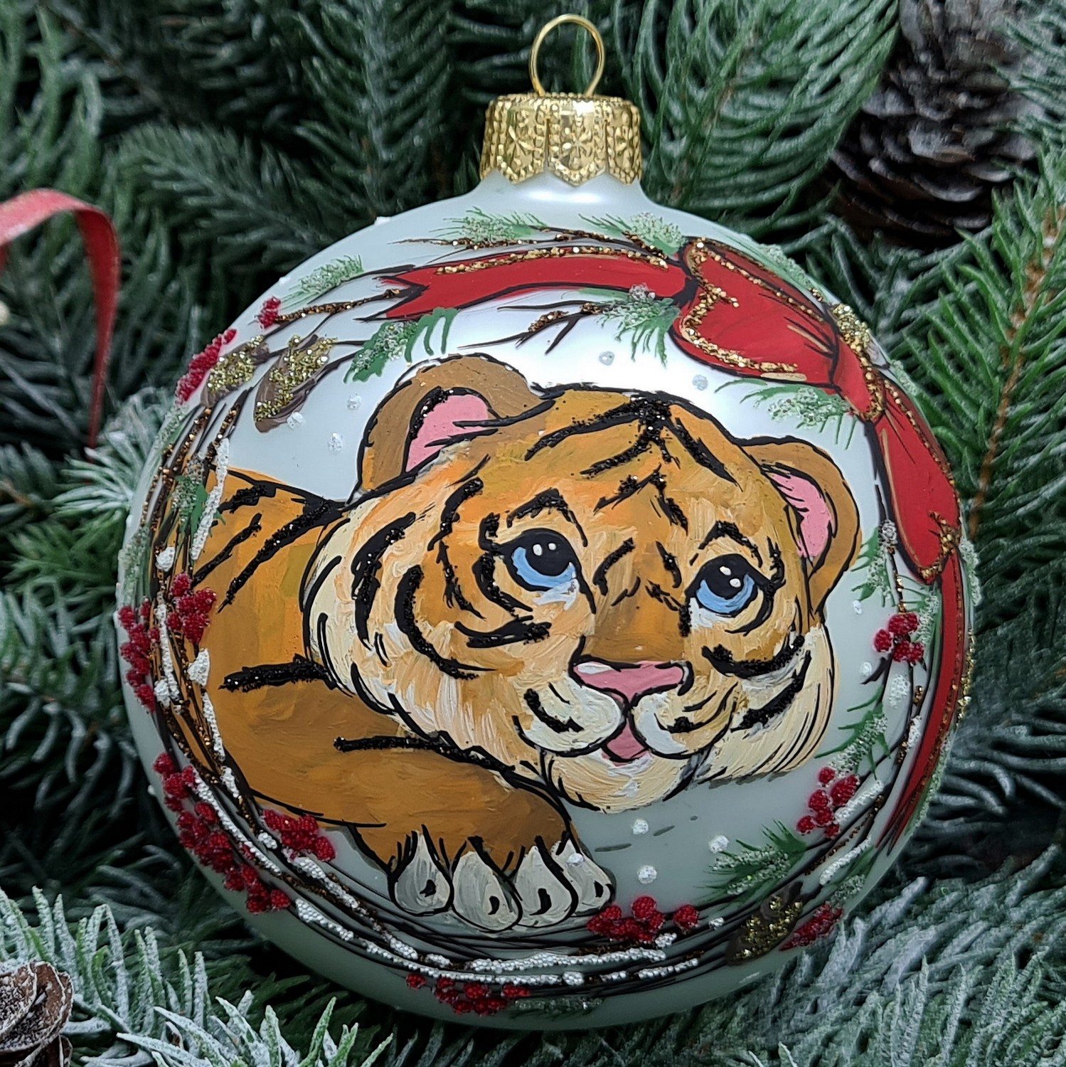 фото Стеклянный ёлочный шар Irena-Co 100 мм №60