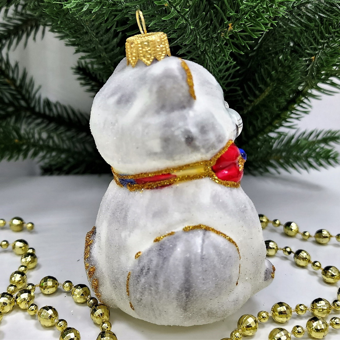 фото Стеклянная елочная игрушка Кот с мячом