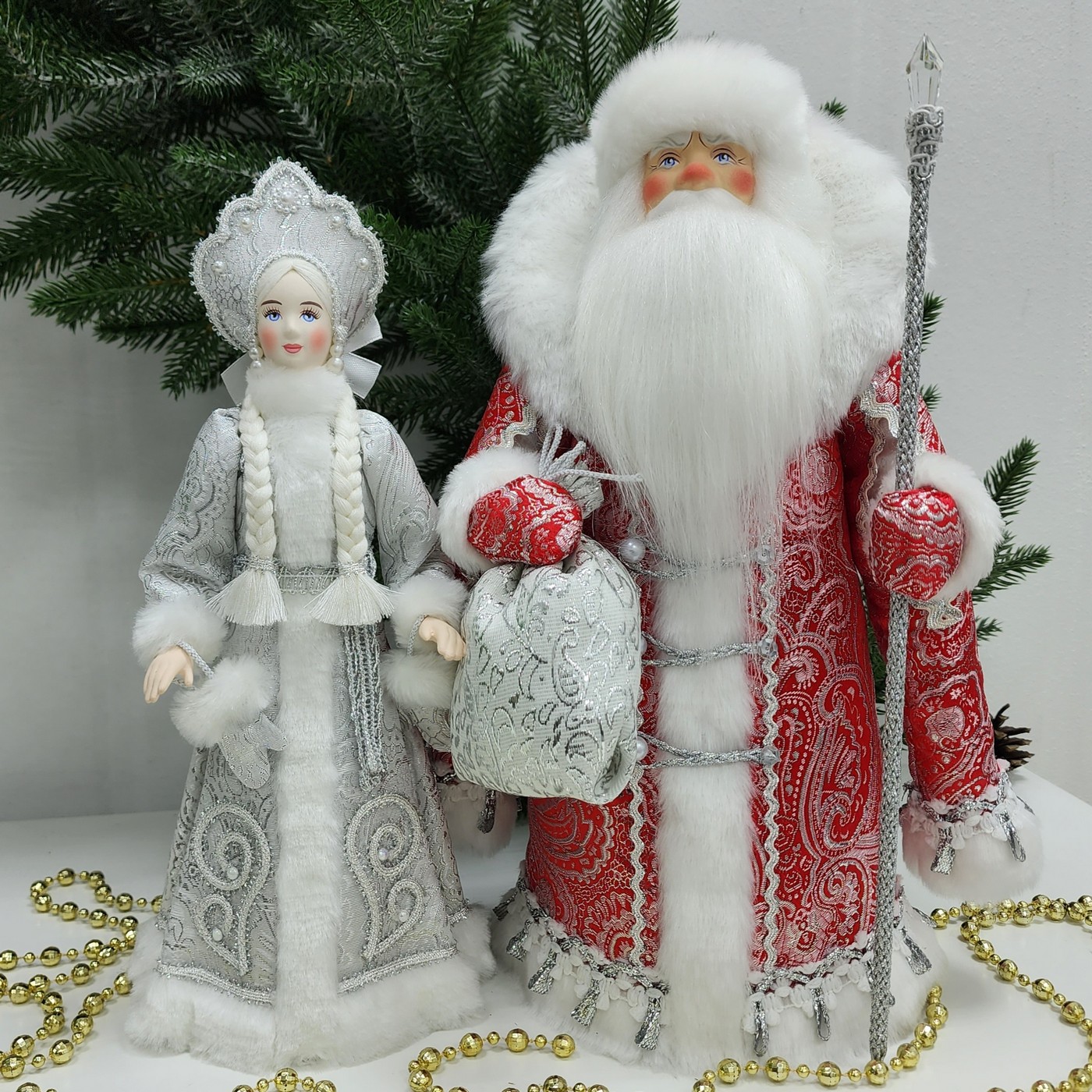 фото Набор Дед Мороз 34 см и Снегурочка 30 см №130