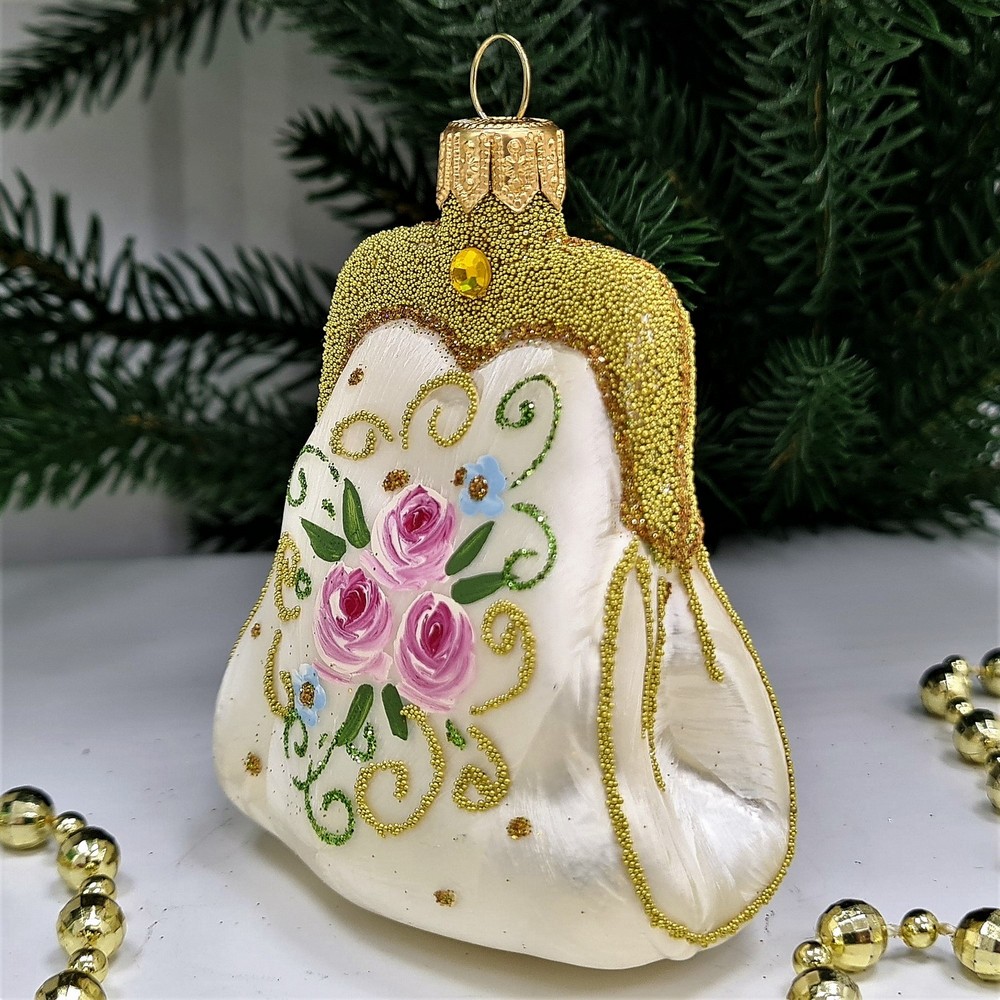 фото Стеклянная елочная игрушка Сумочка Версаль малая