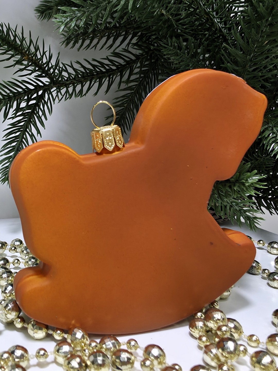 фото Стеклянная елочная игрушка Лошадка пряник