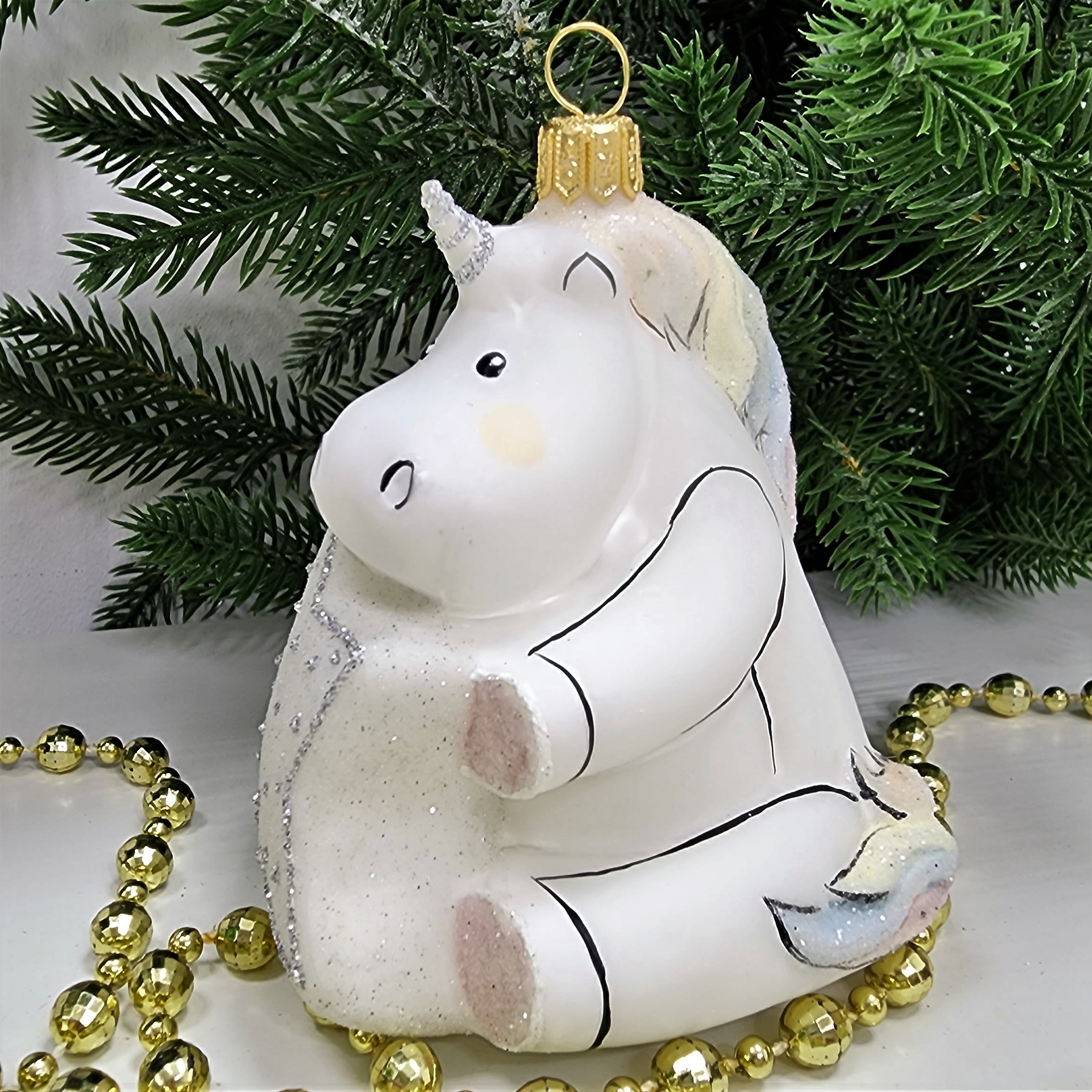 фото Стеклянная елочная игрушка Единорог