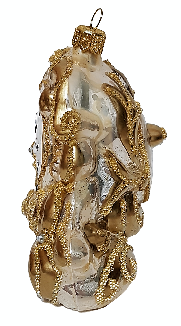 фото Стеклянная елочная игрушка Часы каминные