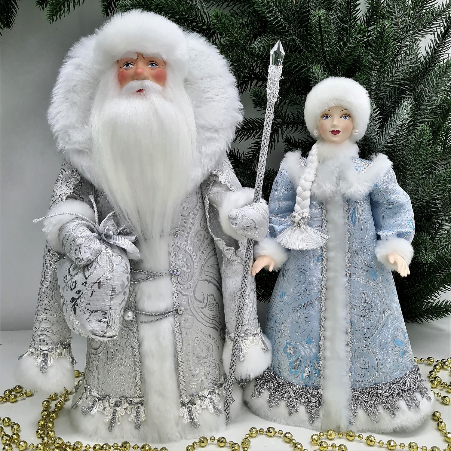 фото Набор Дед Мороз 34 см и Снегурочка 29 см №11