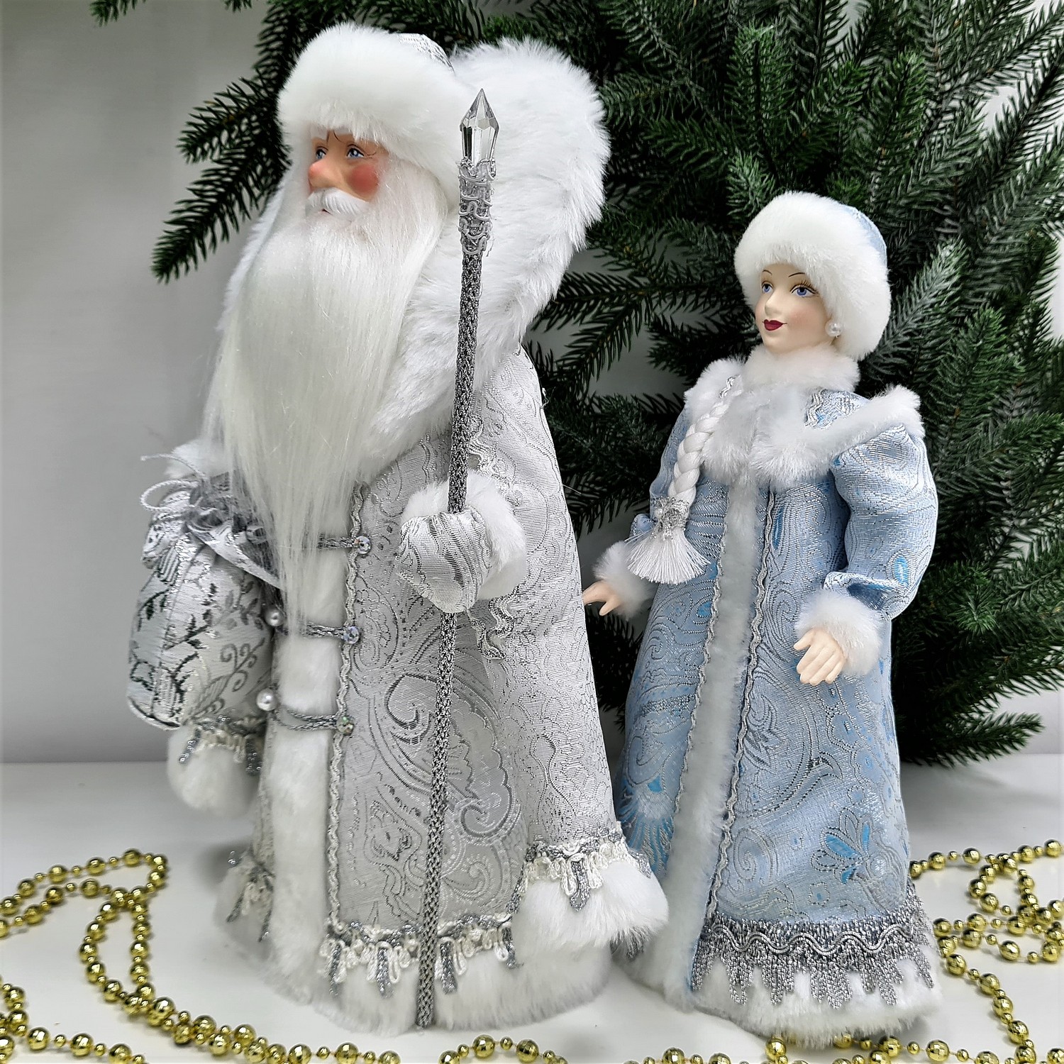 фото Набор Дед Мороз 34 см и Снегурочка 29 см №11