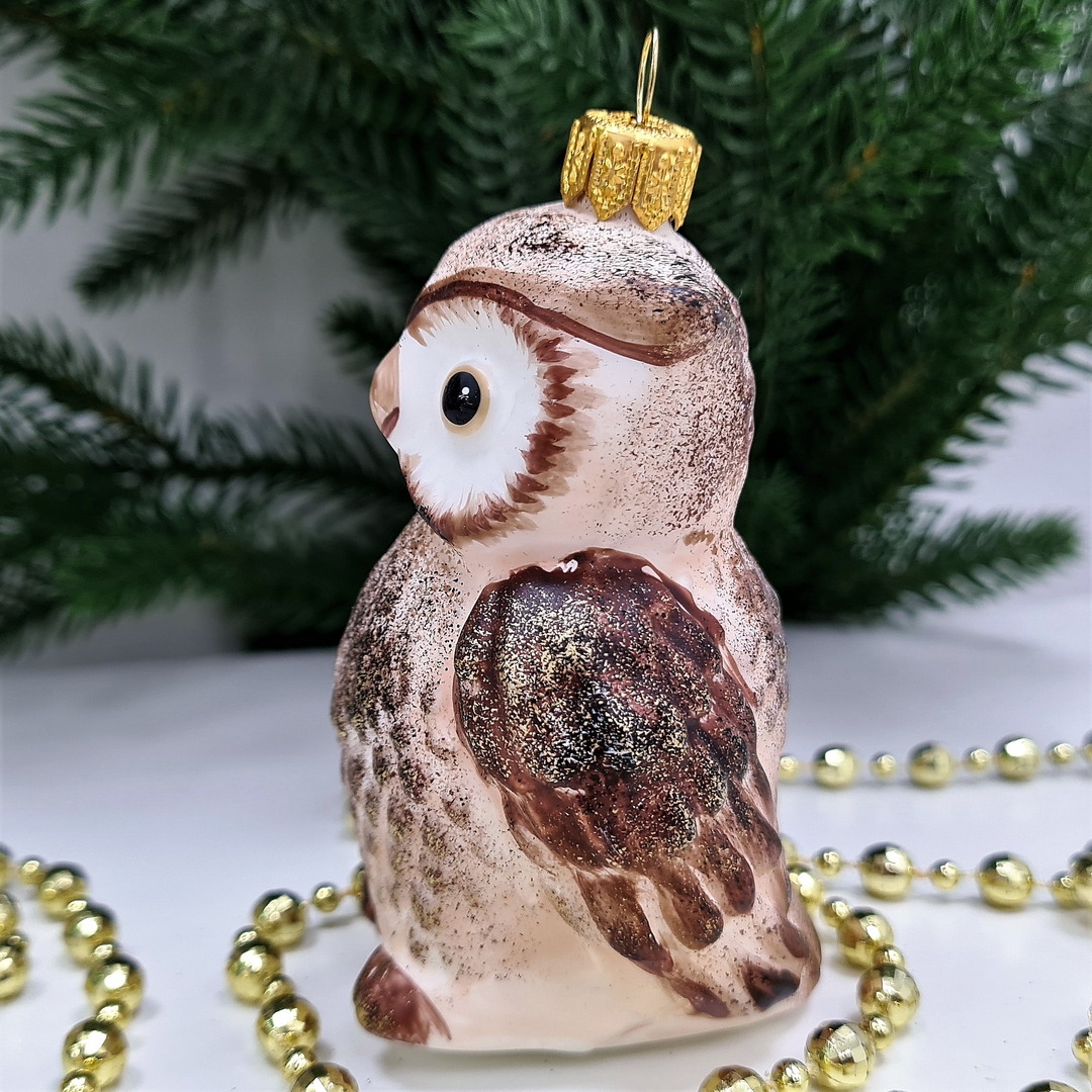 фото Стеклянная елочная игрушка Сова винтаж