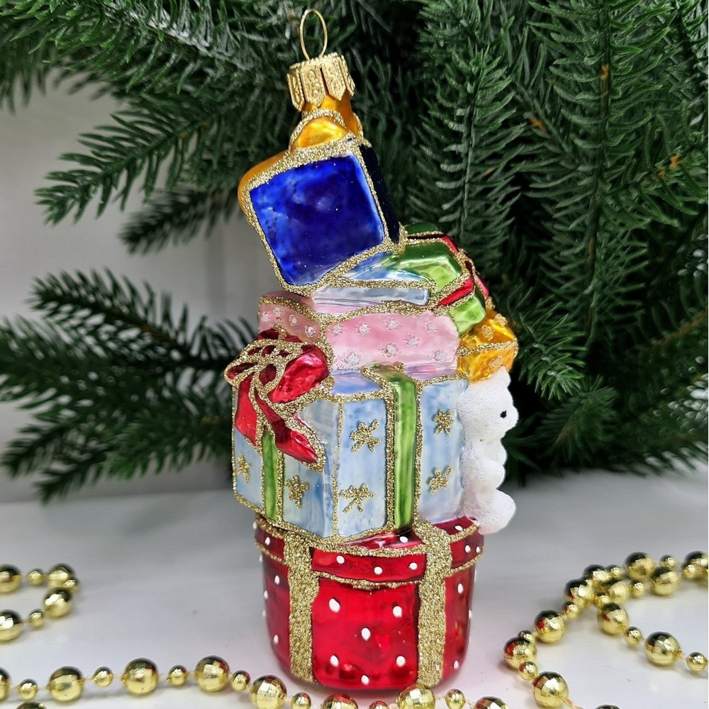 фото Стеклянная елочная игрушка Гора подарков