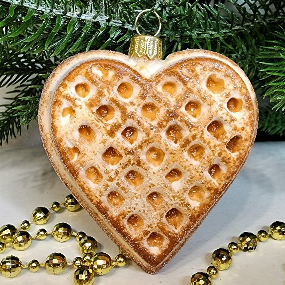 фото Стеклянная елочная игрушка Вафелька