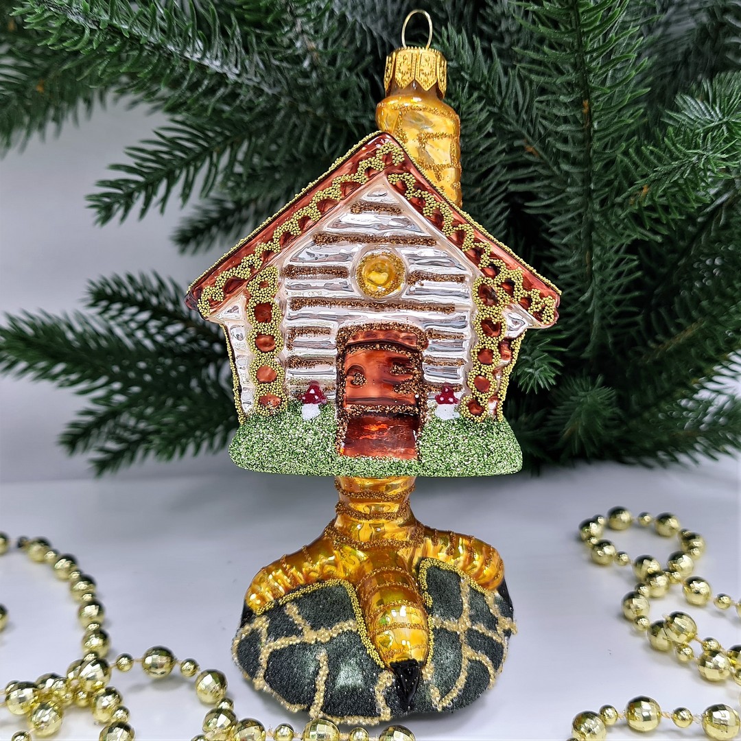 фото Стеклянная елочная игрушка Избушка на курьих ножках
