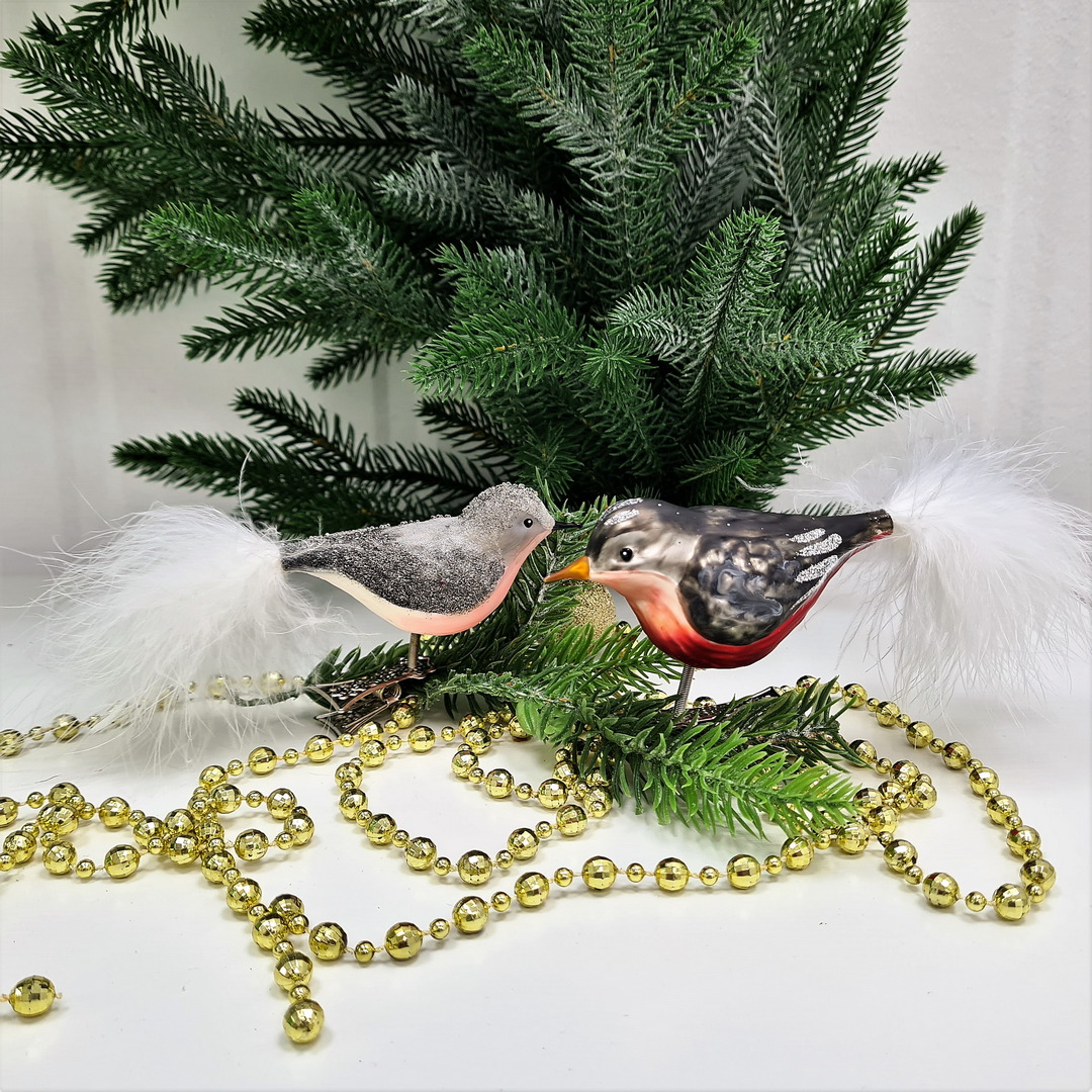 фото Набор ёлочных игрушек Два снегиря с клювиком