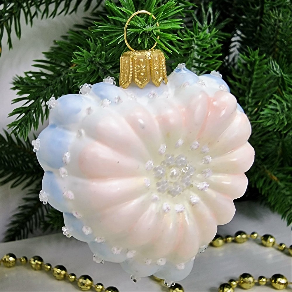 фото Стеклянная елочная игрушка Сердечко детское