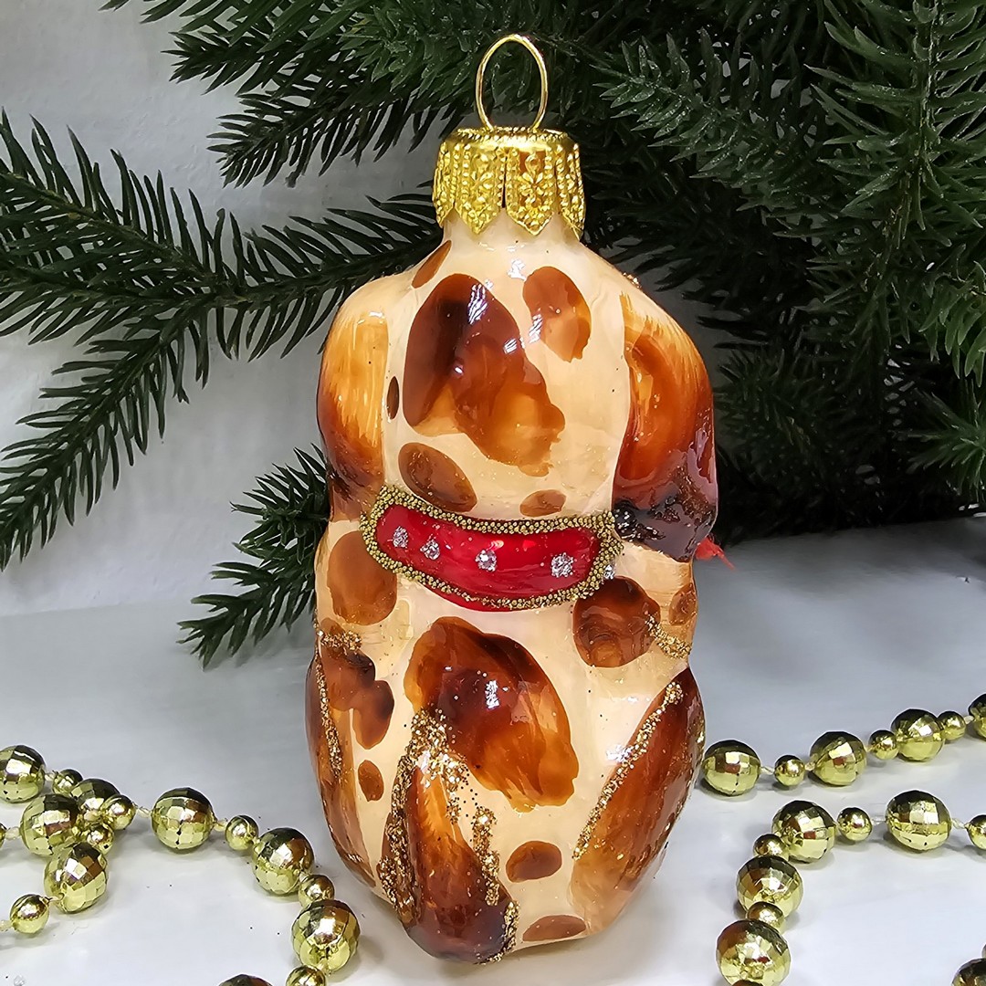 фото Стеклянная елочная игрушка Щенок рыжий