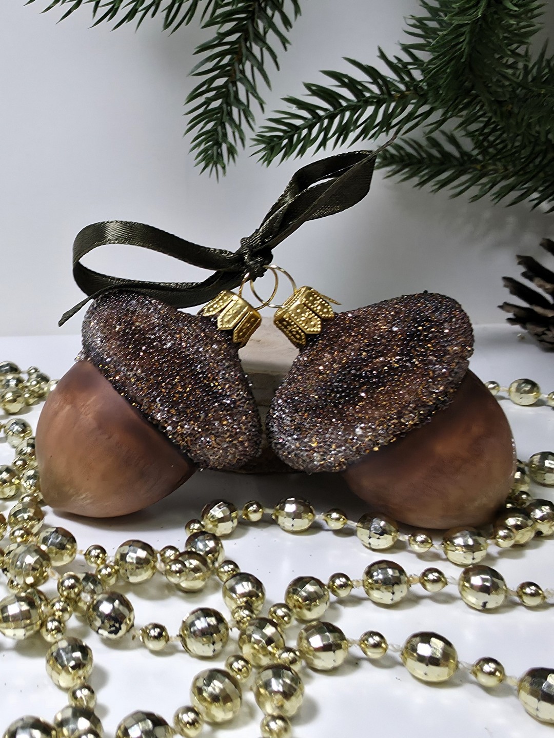 фото Набор ёлочных игрушек Два желудя винтаж