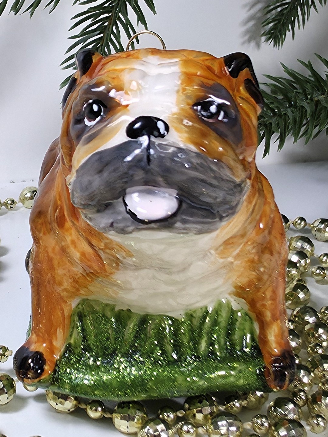 фото Стеклянная елочная игрушка Бульдог