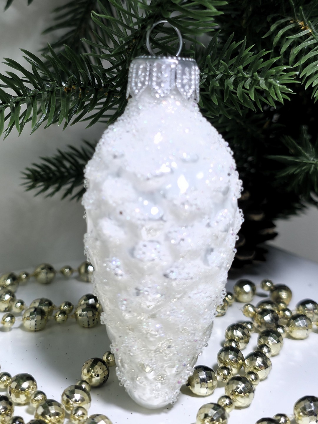 фото Стеклянная елочная игрушка Шишка