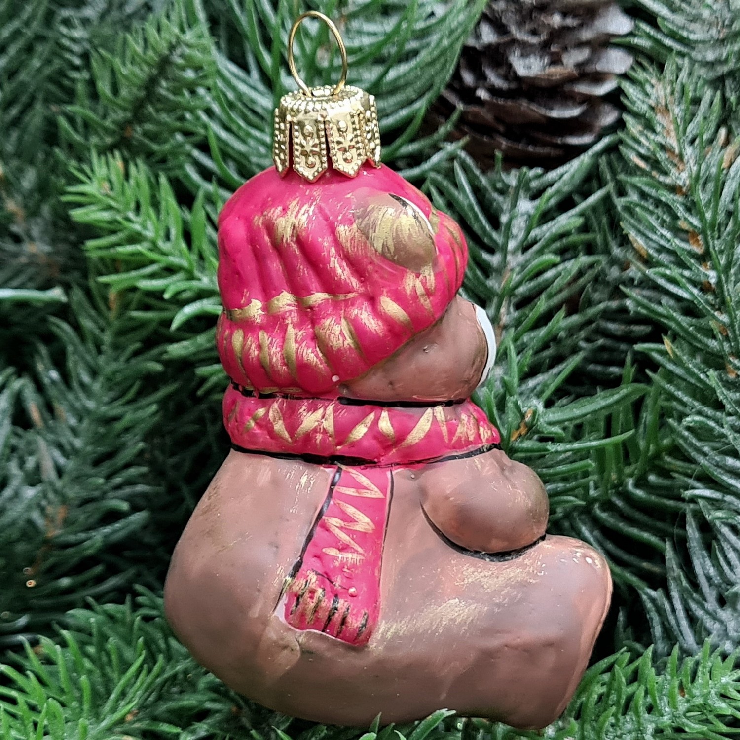 фото Стеклянная елочная игрушка Мишка Бэби винтаж