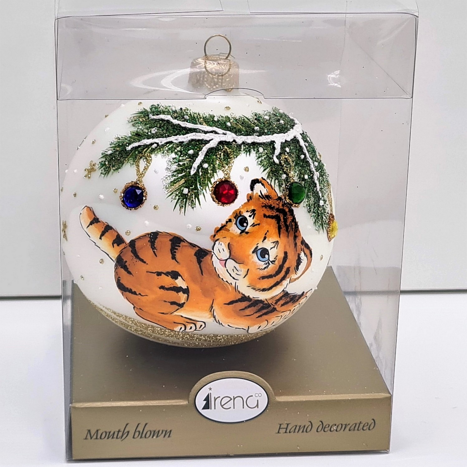 фото Стеклянный ёлочный шар Irena-Co 100 мм №1