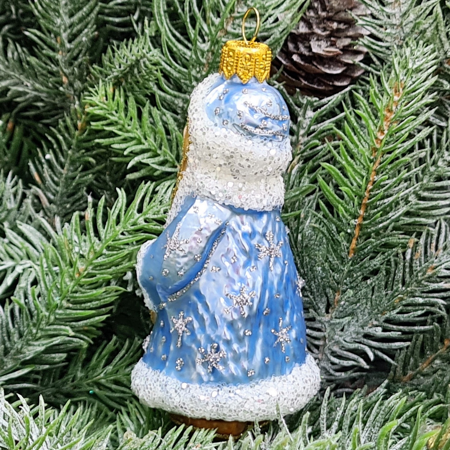 фото Стеклянная елочная игрушка Снегурочка маленькая