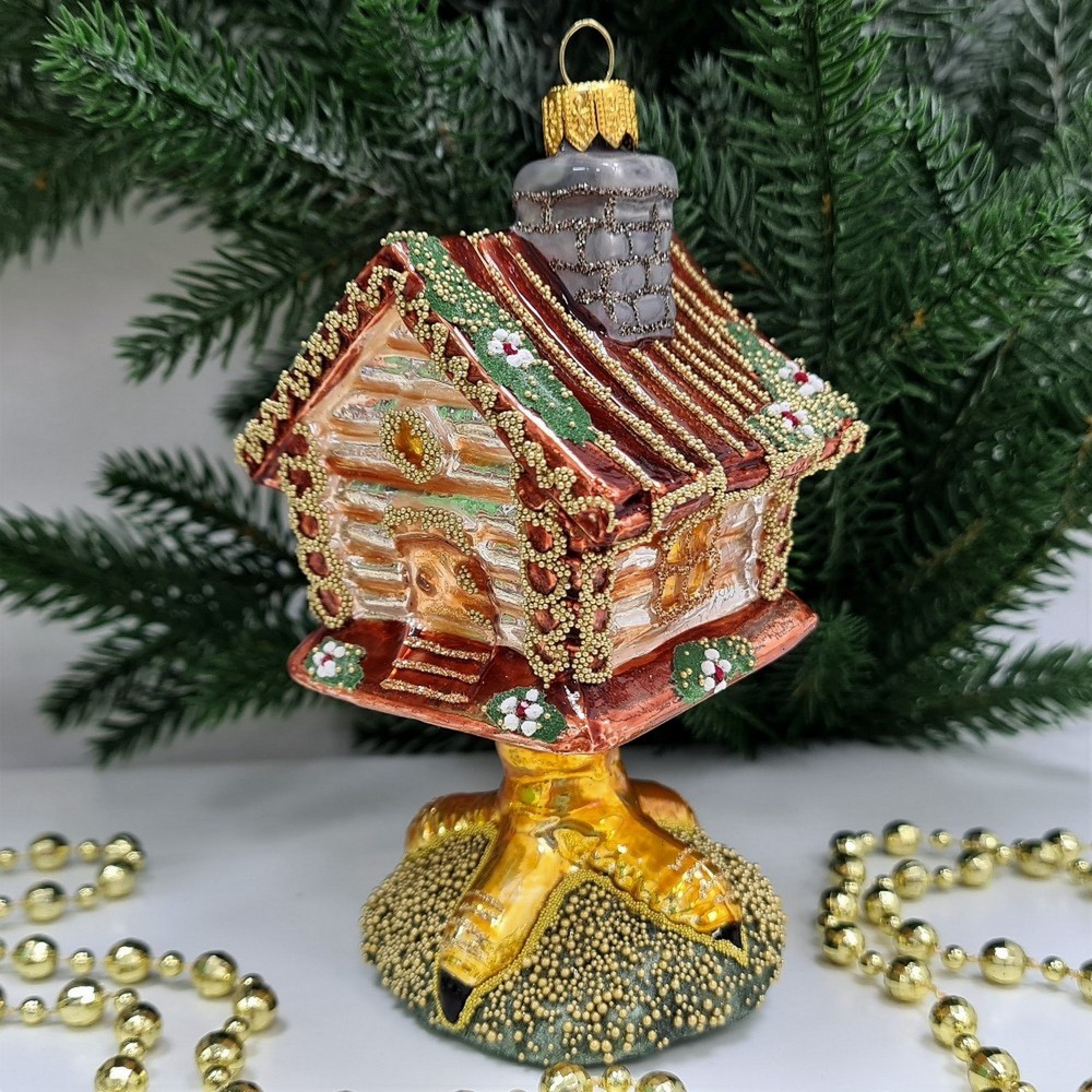 фото Стеклянная елочная игрушка Избушка на курьих ножках