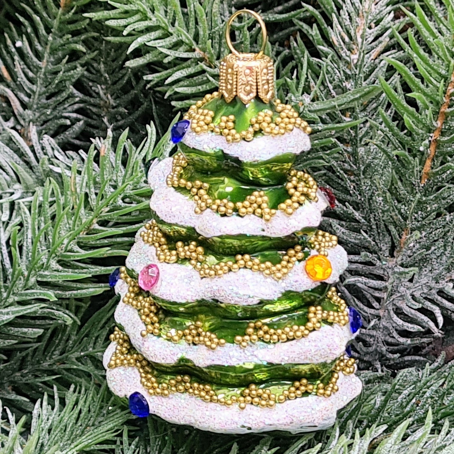 фото Стеклянная елочная игрушка Елочка мини