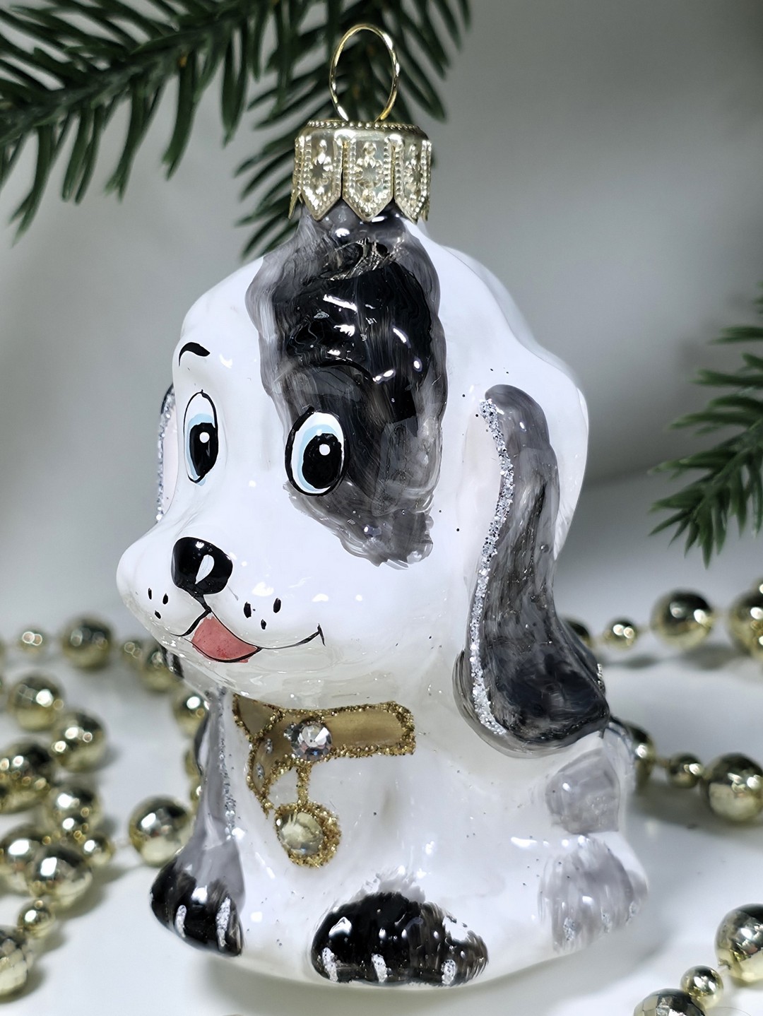 фото Стеклянная елочная игрушка Щенок