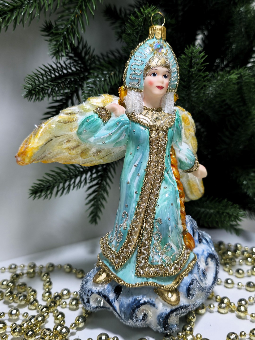 фото Стеклянная елочная игрушка Царевна Лебедь