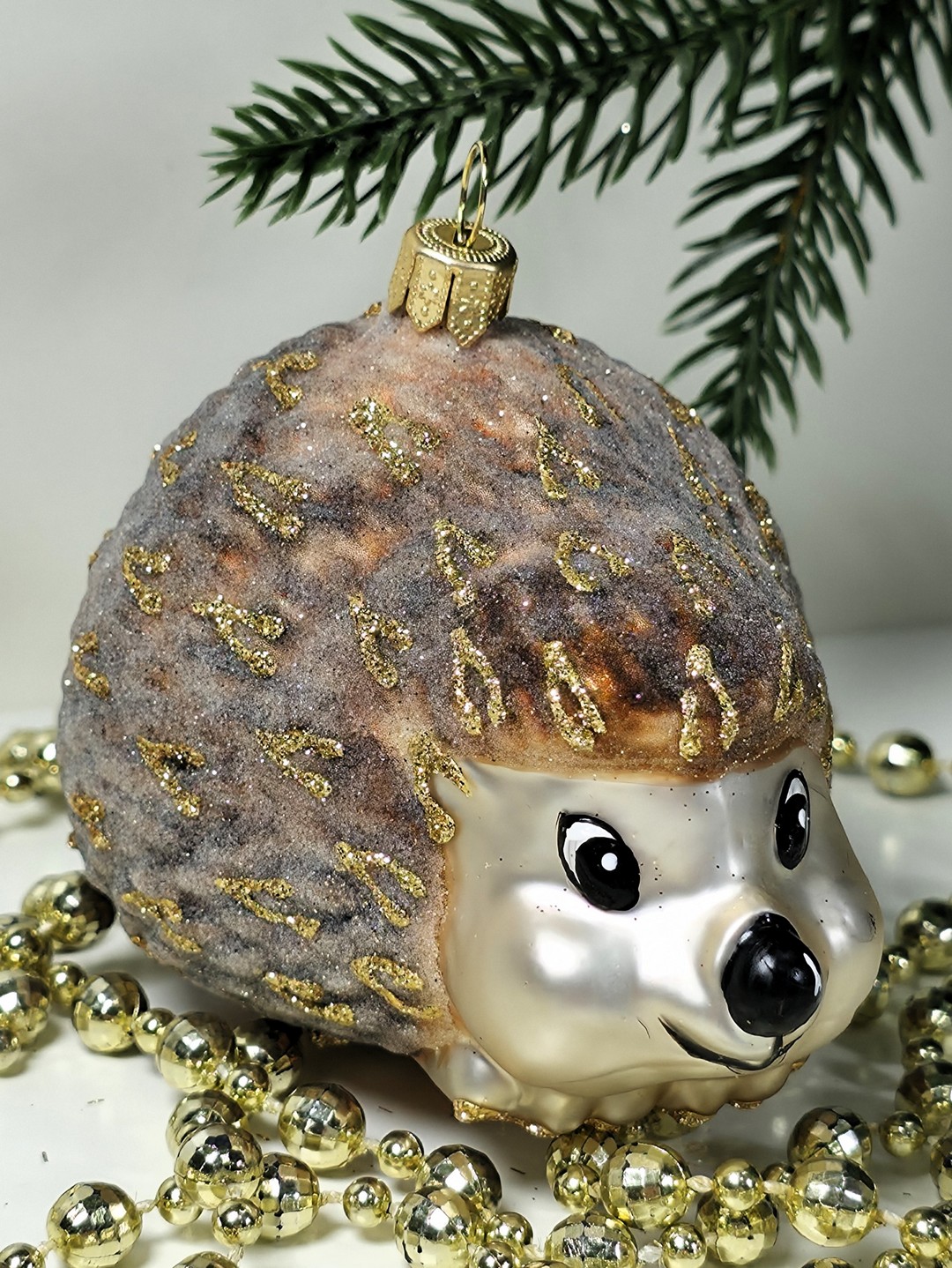 фото Стеклянная елочная игрушка Ежик лесной