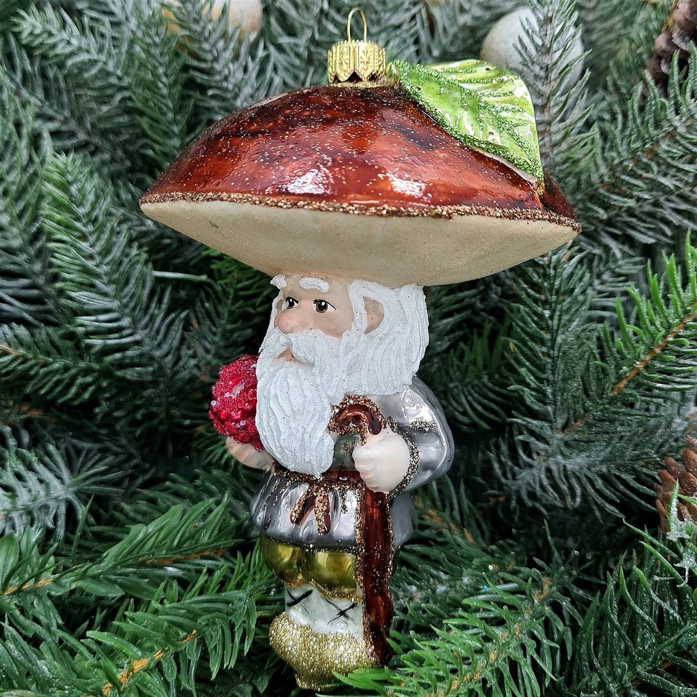 фото Стеклянная елочная игрушка Гриб Боровик