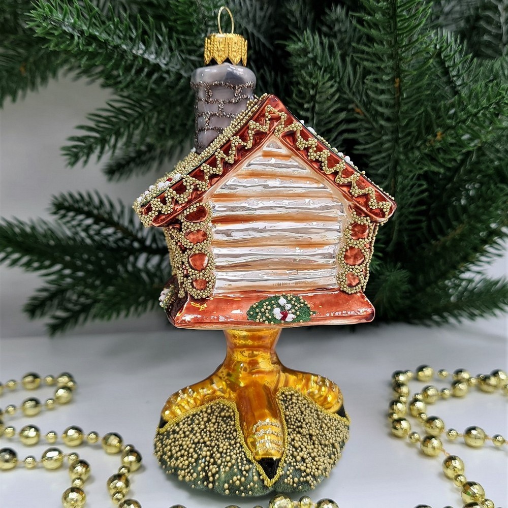 фото Стеклянная елочная игрушка Избушка на курьих ножках