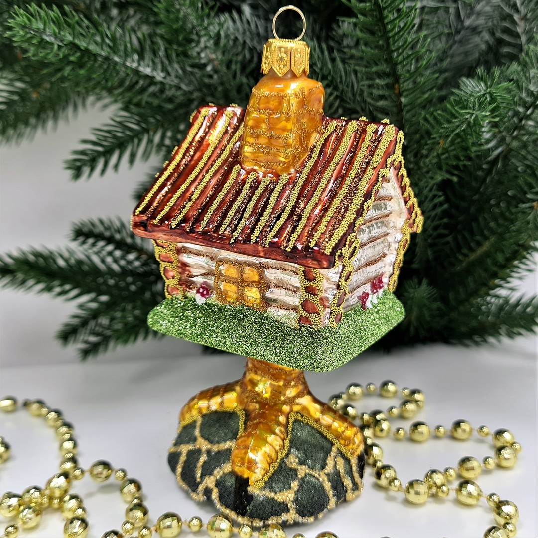 фото Стеклянная елочная игрушка Избушка на курьих ножках