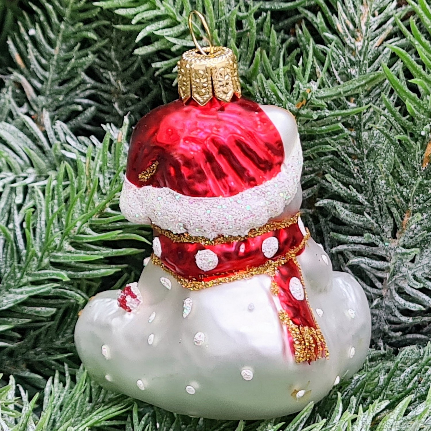 фото Стеклянная елочная игрушка Мишка Бэби