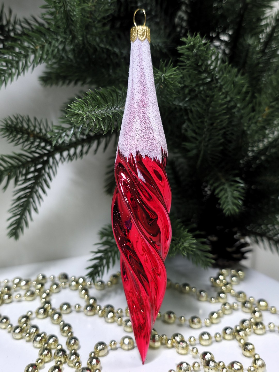 фото Стеклянная елочная игрушка Сосулька