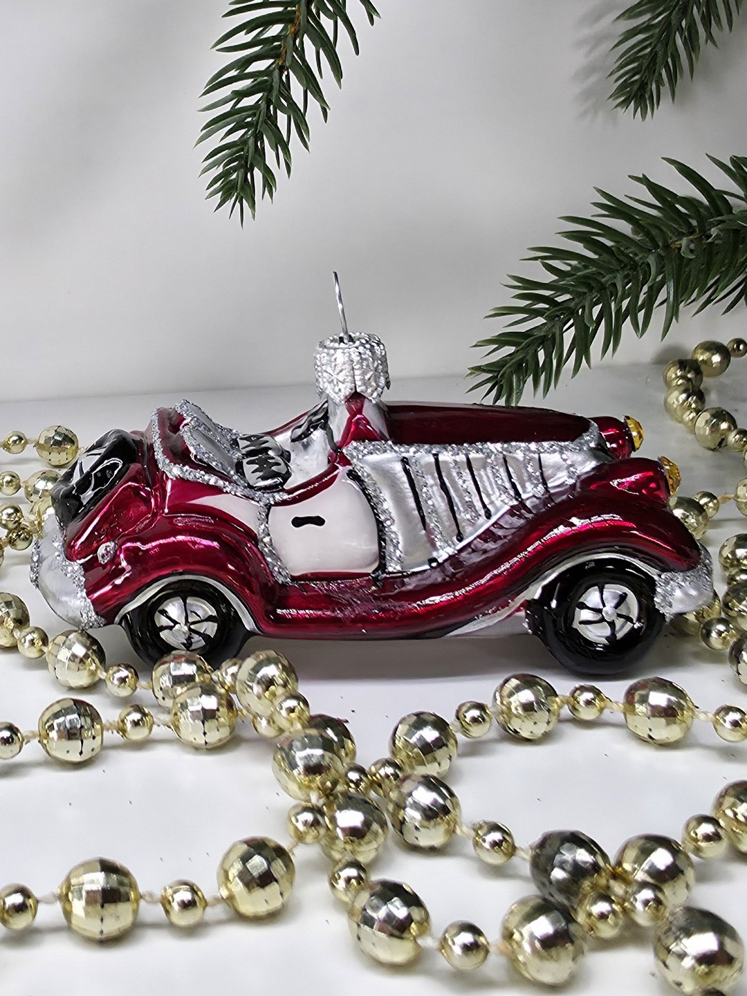 фото Стеклянная елочная игрушка Машинка - 5
