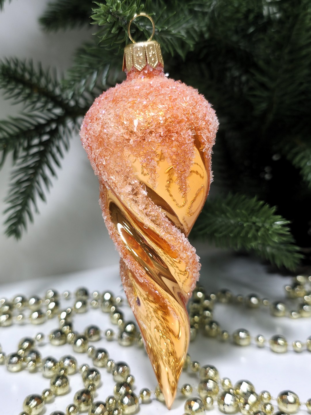 фото Стеклянная елочная игрушка Сосулька