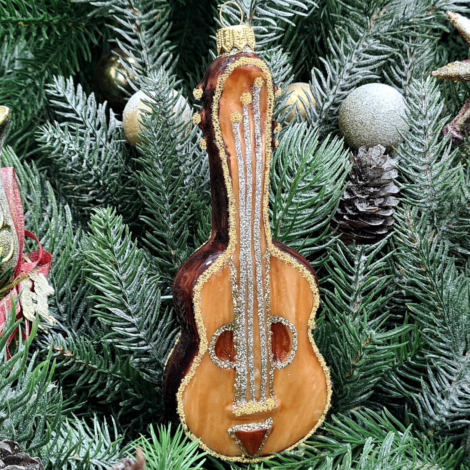 фото Стеклянная елочная игрушка Гитара