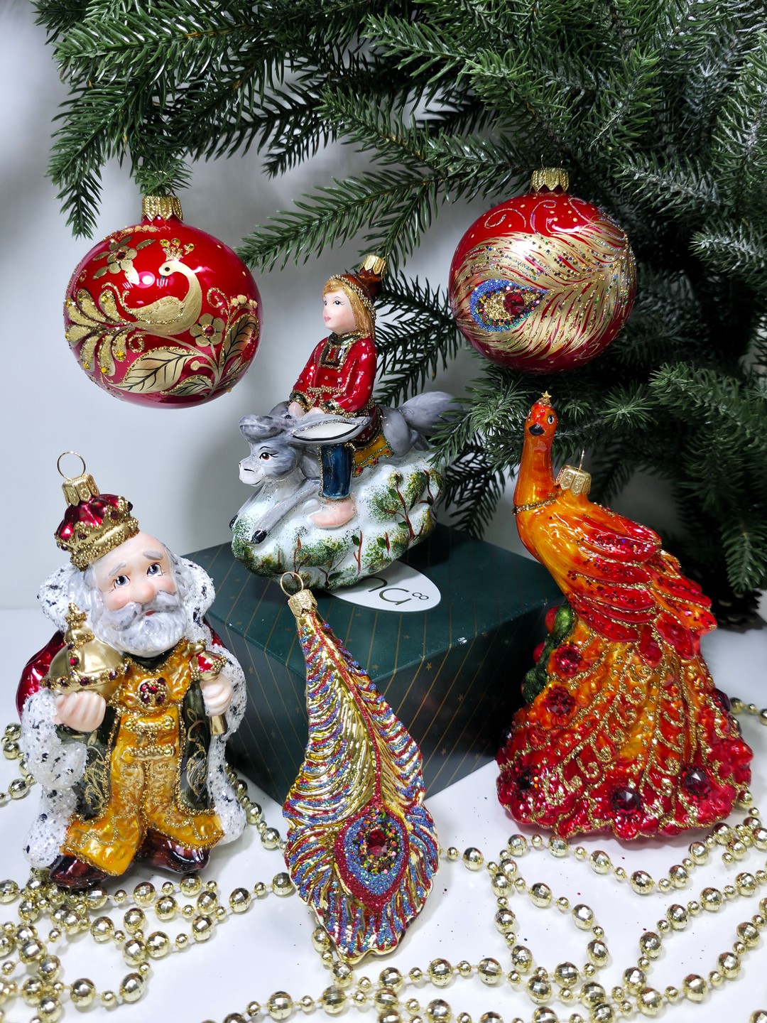 фото Набор стеклянных ёлочных игрушек Irena-Co Жар Птица