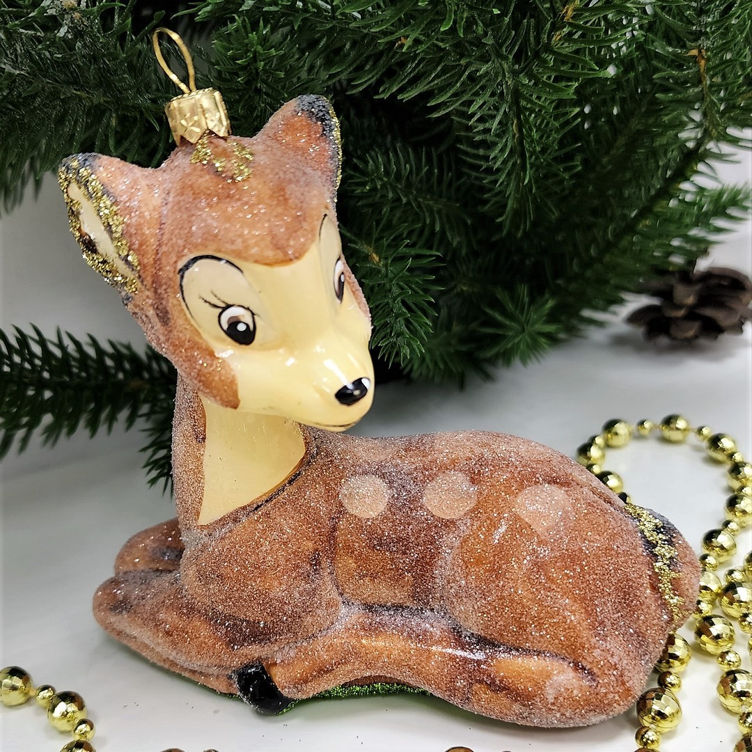 фото Стеклянная елочная игрушка Олененок