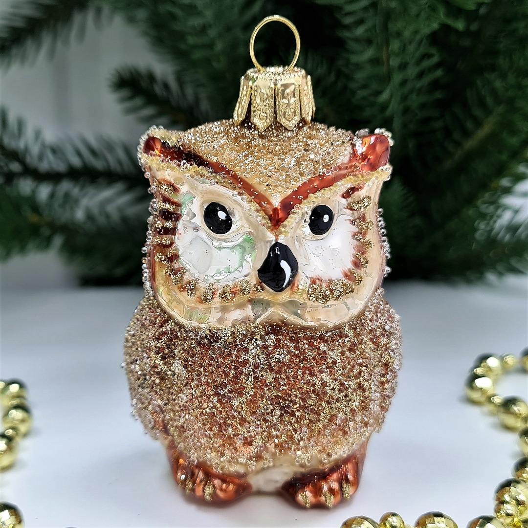 фото Стеклянная елочная игрушка Сова