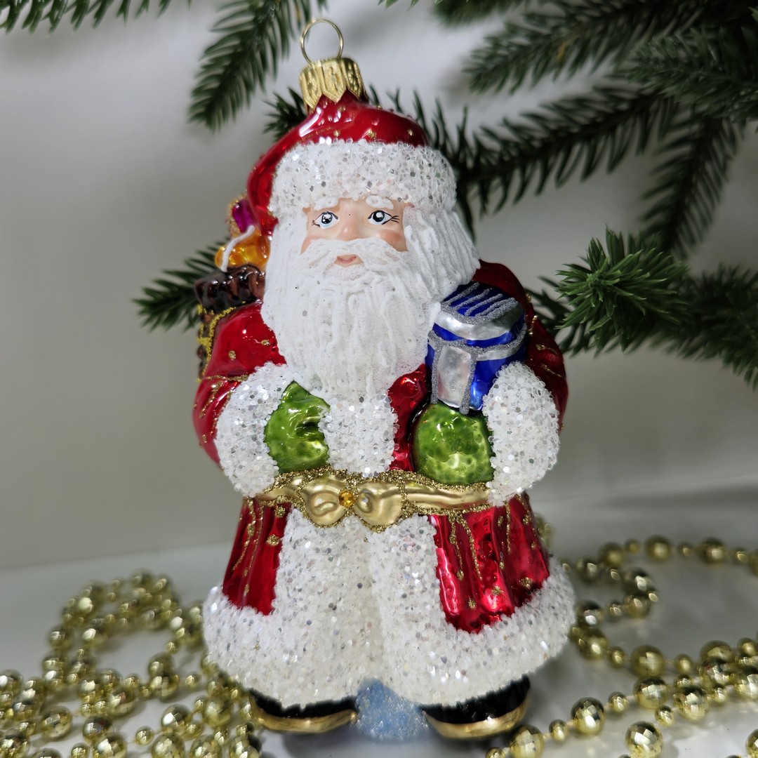 фото Стеклянная елочная игрушка Дед Мороз