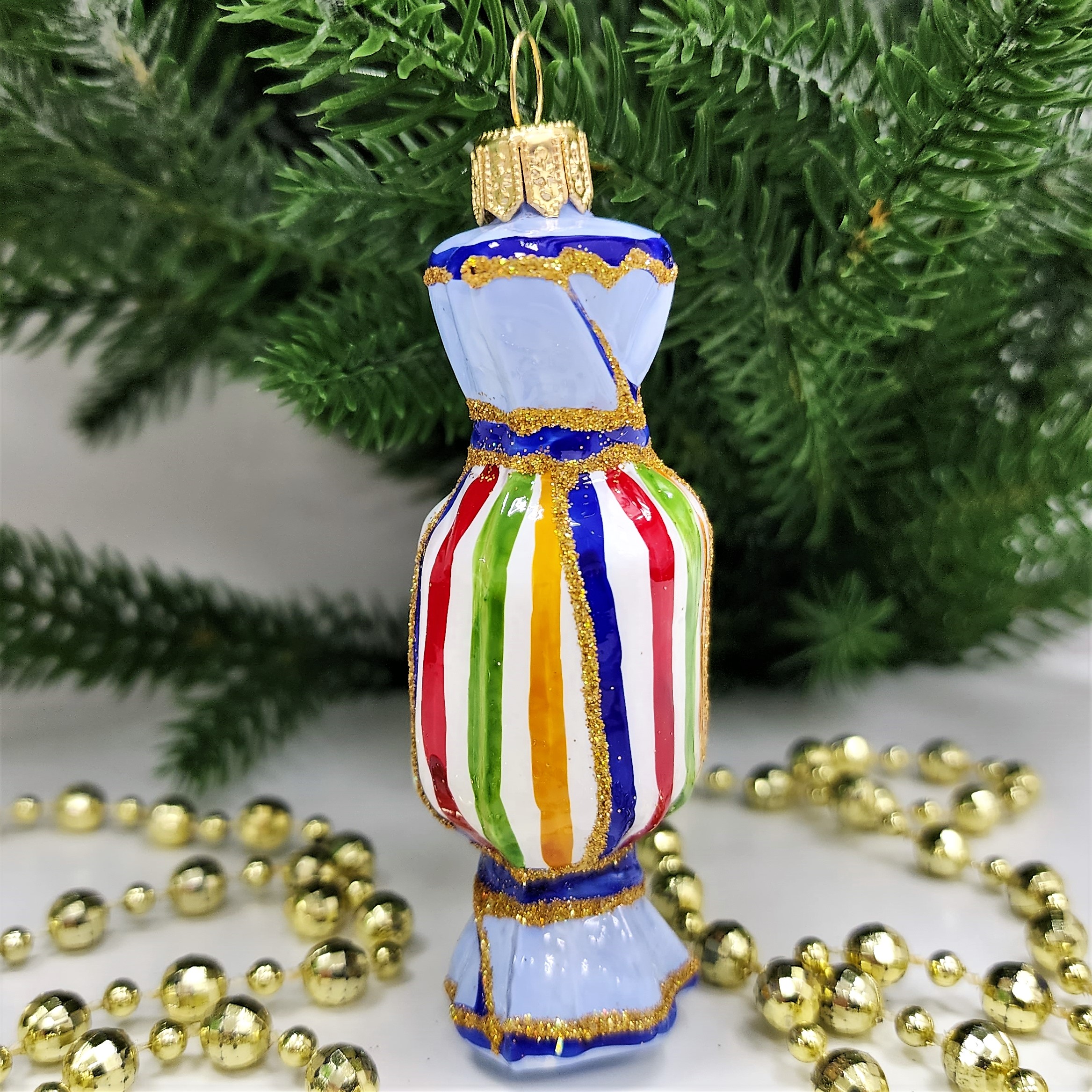 фото Стеклянная елочная игрушка Конфета